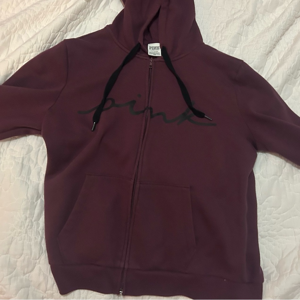 VICTORIAS SECRET PINK burgundy zipup